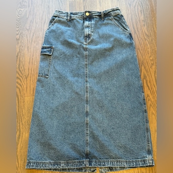 all row Blue Denim Maxi Skirt size L.  Western and y2k jeans H - Picture 9 of 13